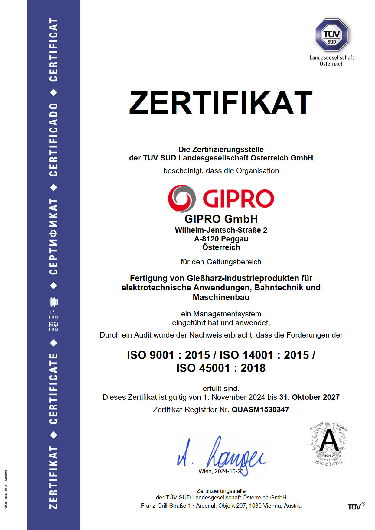 Iso Zertifikat ISO-9001-14001-450001